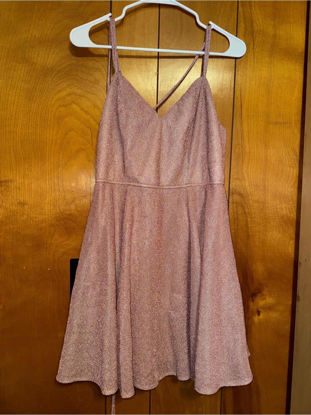 Sparkle Pink Skater Dress with Spaghetti Straps